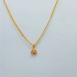 Gold Plated 2mm Bismarck Chain With Heart and White Stone Pendent For Women-24 inch