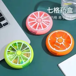 Portable Mini 7 Day Weekly Circular Shape Rotary Cute Fruit Style 3-Compartment Pill Organizer Box (Mixed Color)