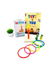 Ring Toss Clown Ferrule Ring Toss Game Wooden Throwing a Ring Toy with 5 Color Plastic Rings for Kids & Adults Indoor or Outdoor Family Fun