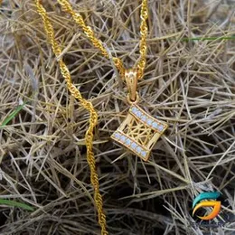 Gold Plated Guaranteed 18/24 inch Karali / Disco Chain with Two Line Stone Box Pendant Necklace for Ladies-45cm