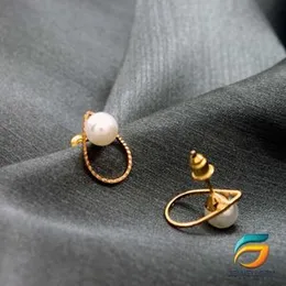 Earrings For Women Water Drop Theme Gold Plated Stud Earrings With Pearl.