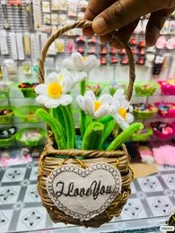 Plush Stems Flower Potted Plant Set Handmade Plush Stems Potted Plant For Kid Adult Art Craft Wedding Home Decoration