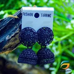 Black Colour Earring Modern traditional Light Weight Black Colour Beads Round Oxidised Jimikki Earrings for Women.