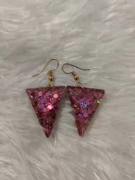 Resin Glitter Triangle Dangle Earrings