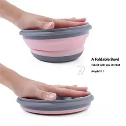 Pieces Silicone Portable Folding Bowl Camping Lunch Boxes Round Food Storage Jar Foldable Fruit Salad Bowl for Camping Hiking Kitchen School Outdoor