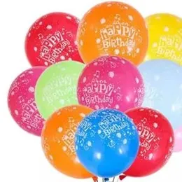 12 Pcs Printed Happy Birthday Mixed Color Balloons - Multicolor Party Decoration Balloons
