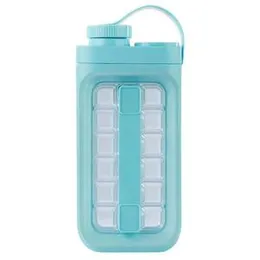 2 in 1 Portable Ice Mold Bottle With Lid The Sanitary Ice Makers - Ice Cube Trays for Freezer - Makes 17 Ice Cubes for Whiskey / Hockey / Champagne /