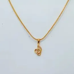 Gold  Plated 2mm Fox Chain With Artful Casting Pendant for Women.