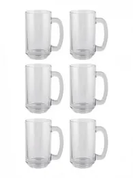 Playboy Premium Glass Mug Set of 06| Capacity - 400ML Each | Transparent, Italian Designer Cups Set for Beer, Whisky, Coffee, Tea, Green Tea, Herbal T