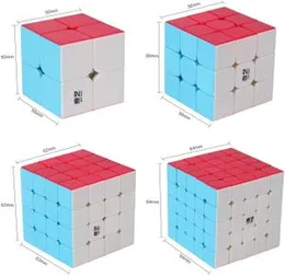 Set of 4 High Speed Stickerless QY Cube Combination Play Set (2x2 Cube 3x3 Cube 4x4 Cube 5x5 Cube)