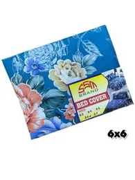 Blue Floral Printed Mattress Cover 72â Ã 72â (6Ã6) â Fits 6â Thick Mattress, Soft & Durable Bed Cover