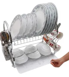 Product details of 2 Layer Dish Drying Rack Cup Plate Drainer Strainer Stainless Steel Kitchen Rack