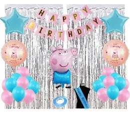 5 Pcs Foil Ballons Peppa Pig Blue Birthday Party Decoratings