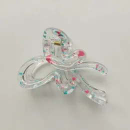 Large Clear Glitter Bow Butterfly Hair Claw Clips