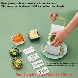 Green generic 5-in-1 mandoline vegetable slicer
