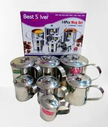 14 Pcs Mug Set Best Silver