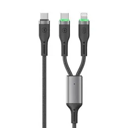 WiWU Wi-C072 Oringling 100w 2-in-1 Data Cable (Type-C to Lightning & Type-C) 1.2m â Black