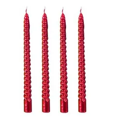 Decorative Spiral Candles 8 Inch â Red Color, 4-Pack for Home & Party Decor