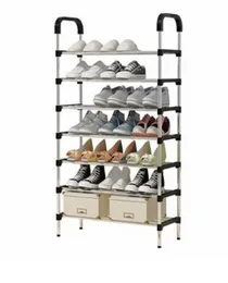 7 Layer Shoe Rack Dustproof Zipper Cover Steel Frame Grey Multipurpose Storage 30 Pairs