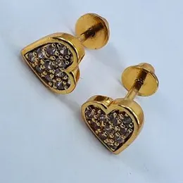 New Gold-plated HEART theme full fixed stone Lightweight small earring for women and girl