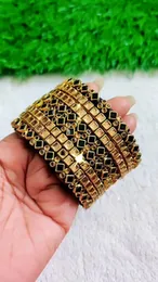 clip stone Handmade bangle black with gold