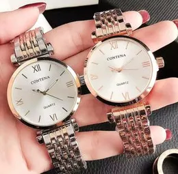Contena Fashion Rose Gold ,Silver Ladies Watch Popular Elegant Female Quartz Wristwatch Mesh Strap