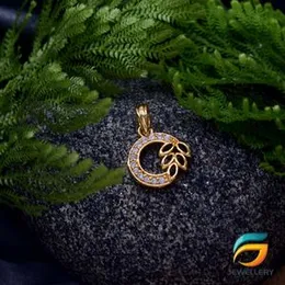 Gold Plated Round Pendant With Leaf For Ladies Fashion Stylish Rich Look Pendant For Women.