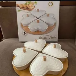 Ceramic Snack Bowl Set with Tray & Cover