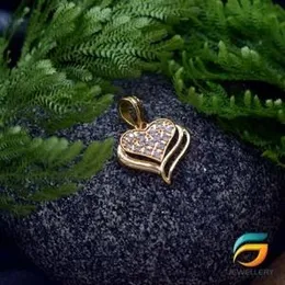 Gold Plated Heart Pendant With Two Line Fashion Stylish Rich Look Pendant.