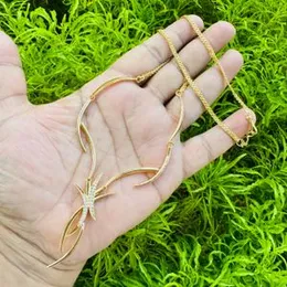 Gold plated Hight quality beautiful star type design necklace with white stone for girl and women [free box]