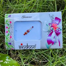 ESH Red Color Simple Plain Long Pottu Forehead Kumkum Self-Adhesive Sticker Bindi Card for Women