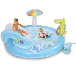 Intex Kids Gator Inflatable Play Center Crocodile Round Slide Water Park Pool (57165)