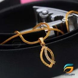 Gold Plated Chain With Pendant 18/24 inch 02MM Fox Chain with Leaf Pendant Necklace for Ladies & Girl.