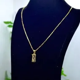 Gold Plated 1mm New Model Box Chain With Wicket Pendant.