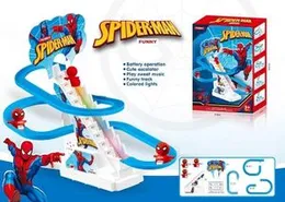 Spider Slide Toy Set, Funny Automatic Stair-Climbing Cartoon Race Track Set Little Lovely Spider Slide Toy Escalator Toy for Boys Girls (Spiderman Sta