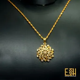 Guaranteed Gold Plated Disco Karali 1.8MM Chain (18/24 Inch) with Round White Stone Pendant – Stylish Necklace for Women & Girls