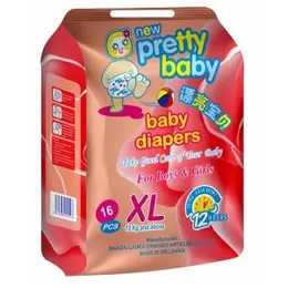 Pretty Baby Diapers Size XL (Extra Large) - 16 Pcs Pack | 13kg and Above