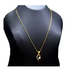 Gold Plated Guaranteed 18/24 inch 01mm V-Cut Chain with New Design Pendant With Flower Necklace for ladies.