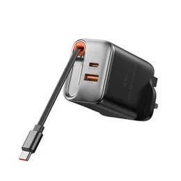Wiwu Helix 67W PD GaN Fast Charger with Retractable Cable (UK)