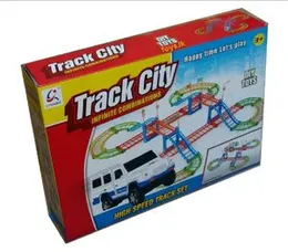 Colorful Multi-Track Rail Car Building Block Railway Train Set - Educational Kids DIY Assembly Toy with Race Track and Electric Car