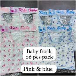 100% Cotton Baby Frocks for Kids â Pack of 6, Pink & Blue