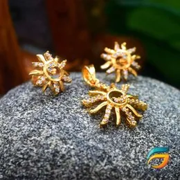 Gold Plated Sun Theme With Earrings and Pendent For Women.