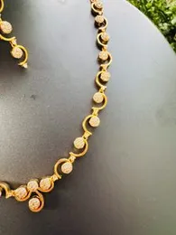 Gold Plated High Quality Derana Type Design Necklace Set with White Stone Earrings for Women & Girls (Free Box)