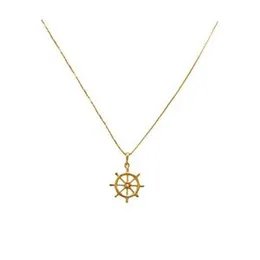Gold Plated 1mm Box Chain With Plan Dharma Sakkara Pendant For Women-18 inch