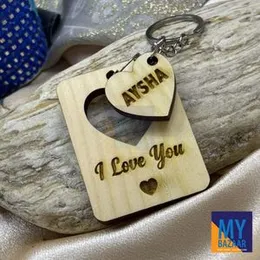 Customized Name Heart Key Tags With Your Own Text Personalized Wooden Key Tags.