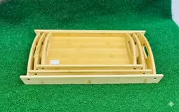 3 Pcs Wood Tray Set