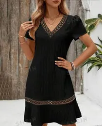 SHEIN LUNE Lace Puff Sleeve Dress Size - XL