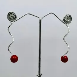 Silver Color Sterling Curve Dangle Tassel Earrings with Small Pearls for Women & Teen Girls