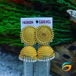 GÃ³ld Plated Oxidized Earrings Antique Boho Vintage Tribal Jhumka Jhumki Metal Dangl e Faux Pearl Drop  for Women.