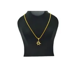 Gold Plated 5mm Double Albert Chain With New Stone Star Pendant For Women.